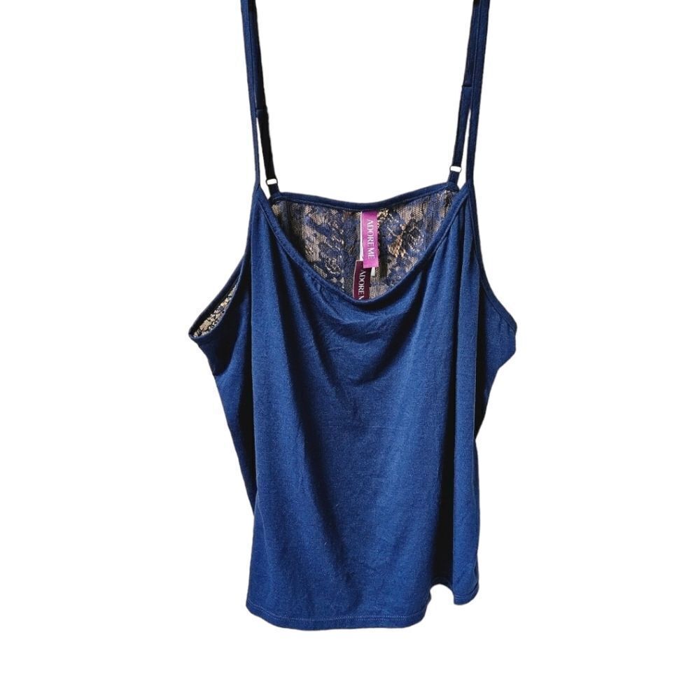 Adore Me 2X Medieval Blue Lace Satin Cami Shorts Lingerie Set - Picture 2 of 16